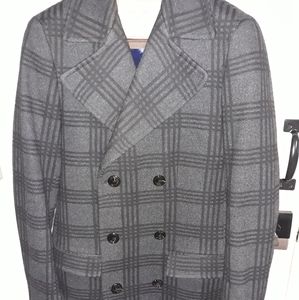 Men Zara Plaid Thick Wool Double Breasted Coat